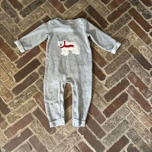 INFANT BABY GAP GRAY‎ POLAR BEAR FLEECE LINED LONG OUTFIT SIZE 18-24 MONTH